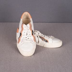 Madewell Women's Sidewalk Low Top Sneakers Snake Embossed Leather Wave Size 8.5M